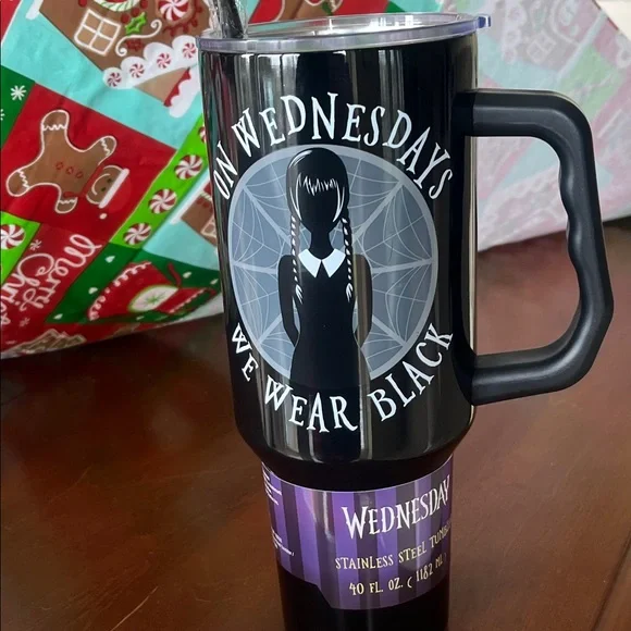 Wednesday Stainless Steel 40 oz Tumbler - On Wednesdays We Wear Black - Picture 5 of 5